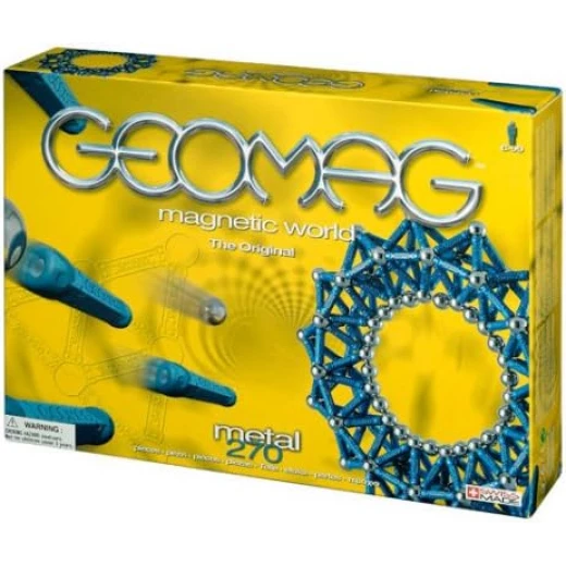 مجموعة ألعاب بناء مغناطيسية Geomag Metal 270، قضبان زرقاء وكرات كروم - Image 2