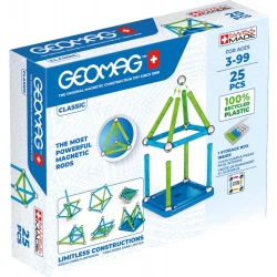 مجموعة بناء مغناطيسية Geomag Classic معاد تدويرها 25 قطعة، لعبة تعليمية STEM