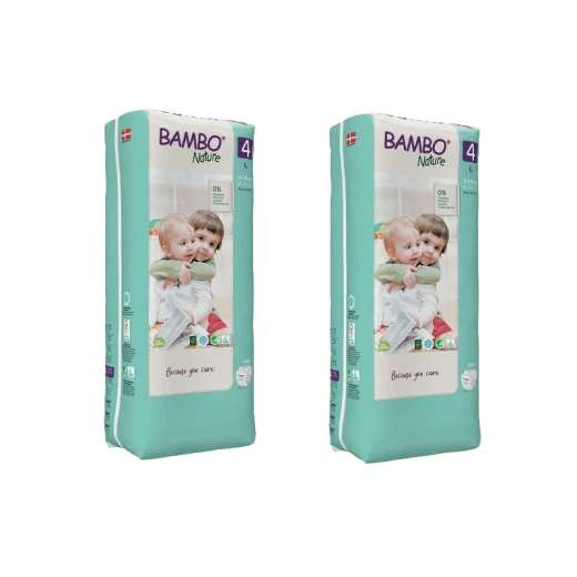 Bambo Nature Size 4 Diapers (96ct) & Sensitive Baby Wipes (240ct) Bundle | Eco-Friendly, Hypoallergenic, Chlorine-Free for Babies 7-14 kg - Bambo Nature - Image 2