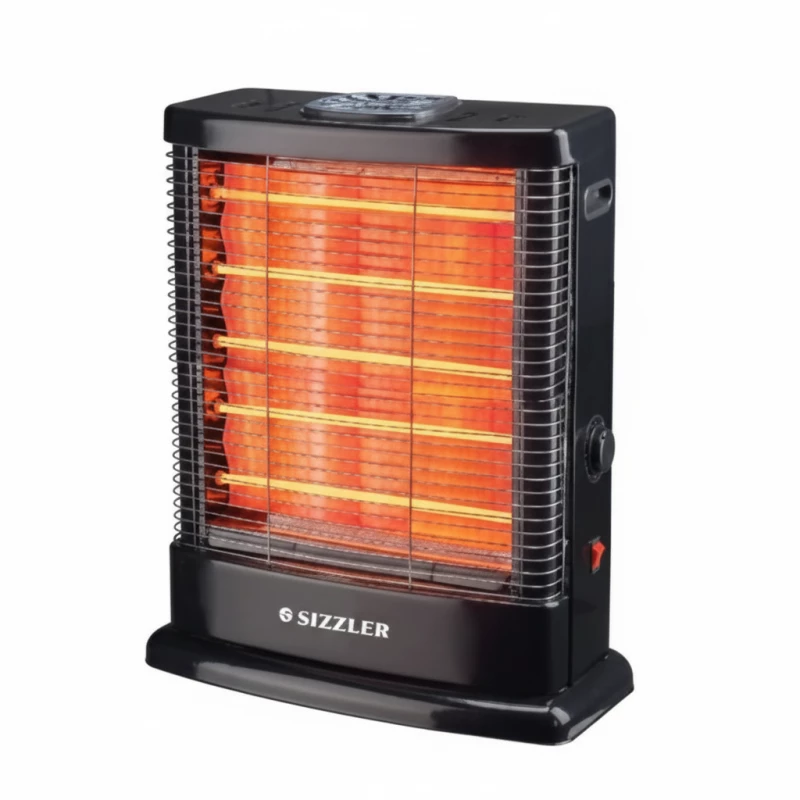 Sizler Electric Heater 2500W 5 Bar Black with Overheat Protection, Adjustable Thermostat, and Tip Over Safety Feature Ideal for Home and Office Heating up to 250 Sq Ft - Sizzler
