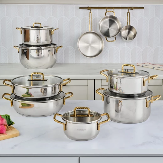 قدر طبخ أرز/كارنياريك من الستانلس ستيل من كاراجا ماتشكا، 30 سم، تصميم متين وتوزيع حرارة متساوي لطهي وجبات لذيذة - كراجا - Image 2
