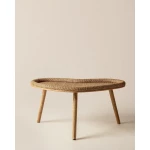 Madame Coco Perla Rattan Coffee Table, Natural Finish, Exquisite Woven Design, Durable Construction, Perfect for Living Room, Dimensions: 77cm x 41cm x 39cm, Stylish Home Decor - Madame COCO
