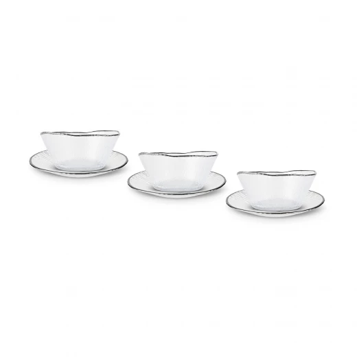 Karaca Marlon Dessert Set, 6 Piece, Clear Glass Dessert Bowls and Plates Karaca Marlon Dessert Set, 6 Piece, Clear Glass Dessert Bowls and Plates
