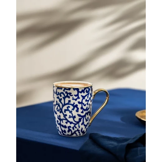 مج قهوة سيراميك أزرق وأبيض من مدام كوكو ميرون، تصميم أنيق بسعة 360 مل، مثالي للاستمتاع اليومي بالقهوة والشاي، إضافة أنيقة لأدوات المطبخ - مدام كوكو - Image 7
