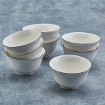 Karaca Elica Porcelain Snack Bowl 10cm White and Black, Serving Dish for Snacks and Dips - karaca