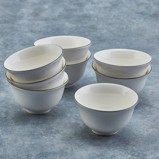 Karaca Elica Porcelain Snack Bowl 10cm White and Black, Serving Dish for Snacks and Dips Karaca Elica Porcelain Snack Bowl 10cm White and Black, Serving Dish for Snacks and Dips