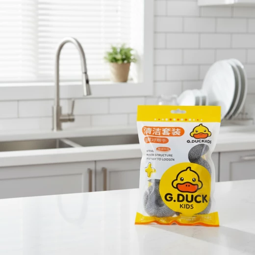 G.DUCK Kitchen Cleaning Set, 4 Metal Scourers and 2 Sponges, Dish Washing Kit - G.Duck - Image 2