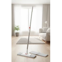 This Flat Microfiber Floor Mop Set Is Made Of Durable Plastic And Rust-resistant Stainless Steel, Providing Deep And Quick Cleaning For All Types Of Floors. Its Practical And Easy-to-use Design Makes It Ideal For Everyday Household Use