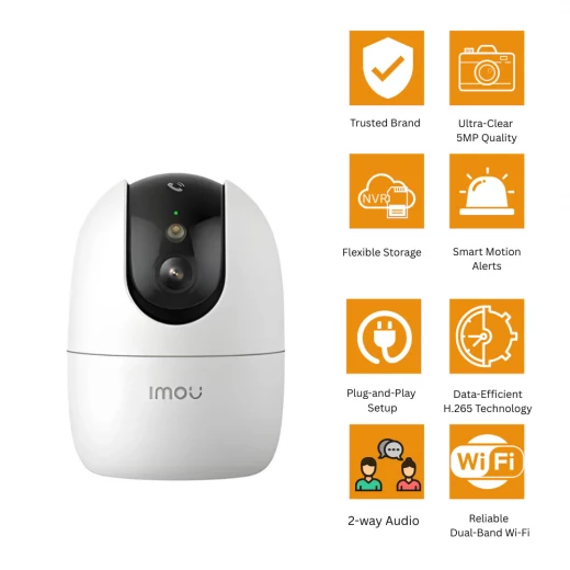 كاميرا Imou Ranger 2 Pro داخلية 5 ميجابكسل بيضاء، ميزة الإمالة والتحريك، واي فاي 2.4 جيجاهرتز - Image 11