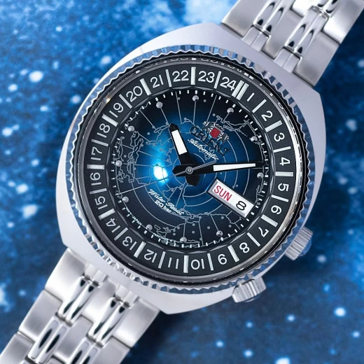 Orient RA AA0E03L World Map Diving Watch Blue Dial Steel 200m Water Resistant - ORIENT - Image 2