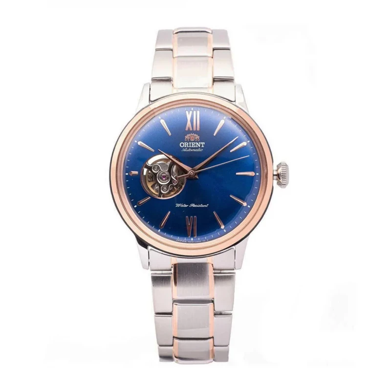 Orient Bambino Semi Skeleton Automatic Watch Blue Dial Stainless Steel Bracelet - ORIENT