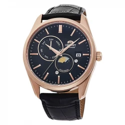 Orient Contemporary Sun And Moon Automatic Watch Black Leather Strap 41mm