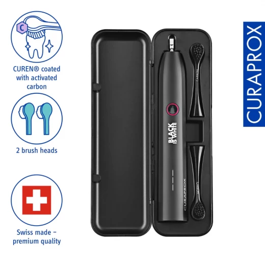 Curaprox Black Is White Hydrosonic Electric Toothbrush for Gum Care and Whitening - Image 3