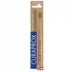 Curaprox CS 5460 Wood Ultra Soft Toothbrush, Sustainable Beechwood, 4,440 Filaments, Green