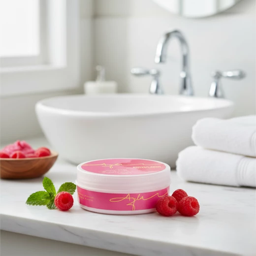 Ayla Raspberry body Butter - 80% Shea butter and 20% Cacao butter- Deeply moisturizes the skin, leaving it soft and naturally glowing, with a Raspberry flavor for a luxurious daily care experience that provides a refreshing and pleasurable sensation Ayla Raspberry body Butter - 80% Shea butter and 20% Cacao butter- Deeply moisturizes the skin, leaving it soft and naturally glowing, with a Raspberry flavor for a luxurious daily care experience that provides a refreshing and pleasurable sensation