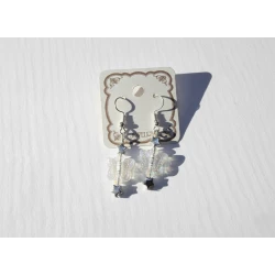 Silver butterfly bead earrings – elegant and durable design adorned with a beautiful butterfly bead, 5 cm long, lightweight and perfect for everyday wear and special occasions