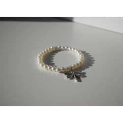 Dragonfly and Pearls Bracelet – Elegant Handmade Jewelry, Adjustable Size, Perfect for Daily Wear and Special Occasions