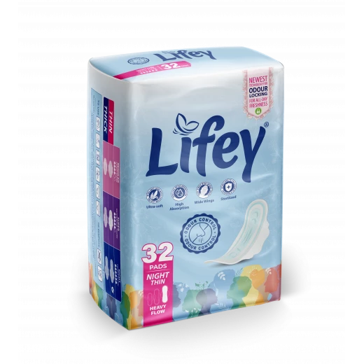 Lifey Night Thin Feminine Pads – Bulk Value 3-Pack (96 Pads Total) – Ultra-Thin Protection with Maximum Absorbency for a Worry-Free Sleep - Lifey - Image 5