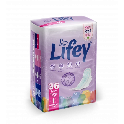 فوط لايفي (Lifey) النسائية الرقيقة جداً - عبوة توفير 3 قطع (إجمالي 108 فوطة) - راحة فائقة وامتصاص مثالي للحماية اليومية والنشاط - لايفي - Image 5