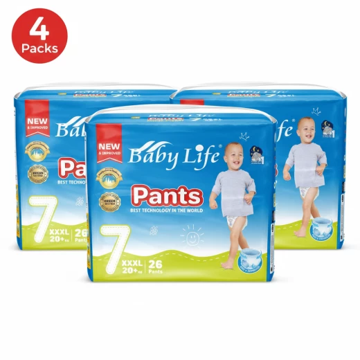 حفاضات كلوت بيبي لايف (Baby Life) مقاس 7 (+20 كجم) - عرض ميجا 4 قطع (إجمالي 104 حفاض) - مقاس كبير جداً، مرونة 360 درجة وجفاف يدوم 12 ساعة حفاضات كلوت بيبي لايف (Baby Life) مقاس 7 (+20 كجم) - عرض ميجا 4 قطع (إجمالي 104 حفاض) - مقاس كبير جداً، مرونة 360 درجة وجفاف يدوم 12 ساعة