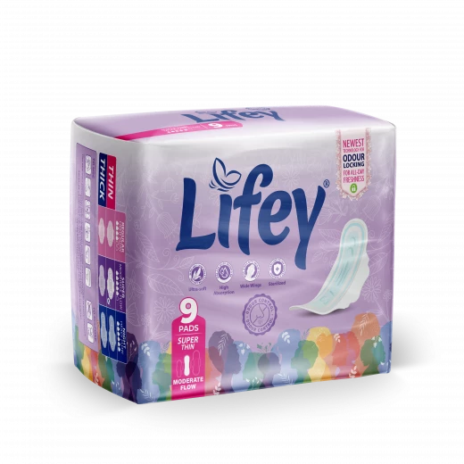 Lifey Super Thin Sanitary Pads for Day & Light Flow – 9 Pads per Pack (Pack of 6) | Total 54 Ultra-Discreet Pads - Lifey - Image 5