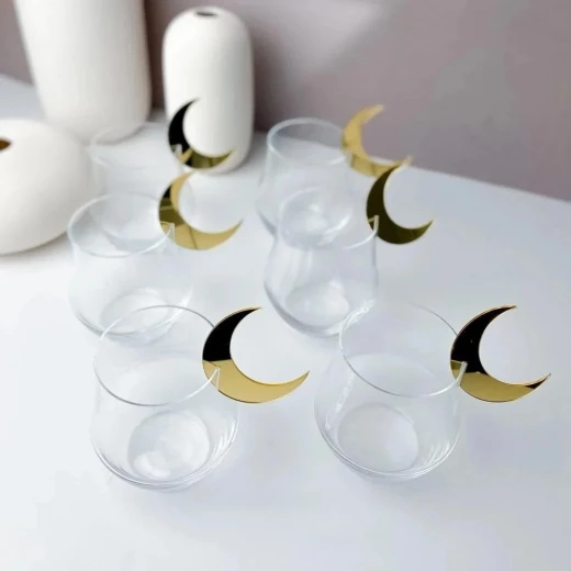 Ramadan Cup Hanger Set of 6 Gold Acrylic Decorations for Ramadan Celebrations - Viola Acrylic - Image 2