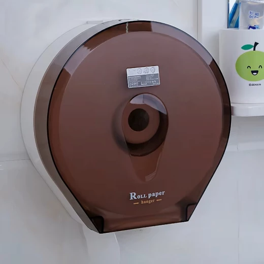 Wall-Mounted Large Roll Tissue Dispenser – No-Drill Installation, Opaque Plastic Design with Bottom-Opening Tray - Lolo shop home - Image 2