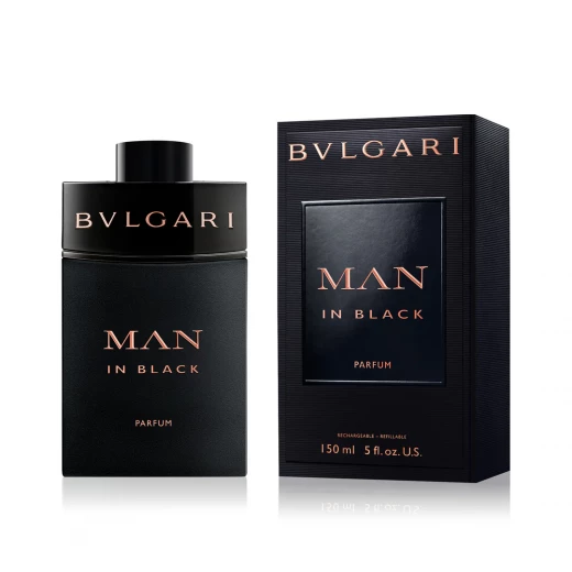 عطر بولغاري مان إن بلاك، 150 مل، تصميم كثيف وغامض وقابل لإعادة التعبئة