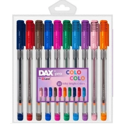 Lexi I Dax Pen ColoColo I First Time In India - Brightest Bright Color Series I Pack Of 10 Multicolor Ball Pens