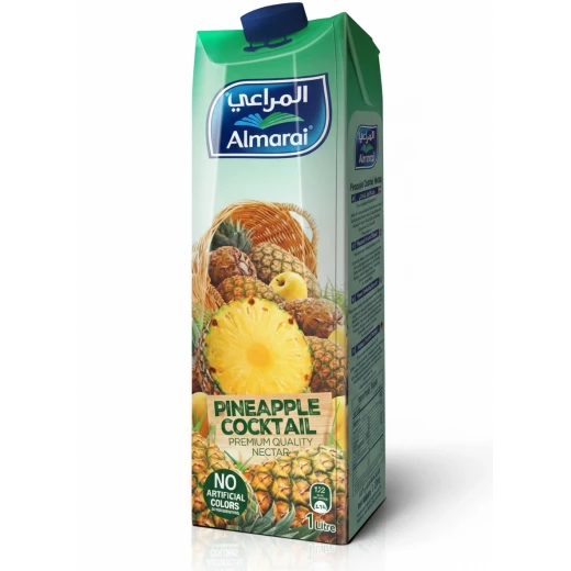 عصير كوكتيل الأناناس المنعش من المراعي، مزيج لذيذ من الفواكه الاستوائية في زجاجة 1 لتر، مثالي للترطيب والاستمتاع به في أي وقت وفي أي مكان