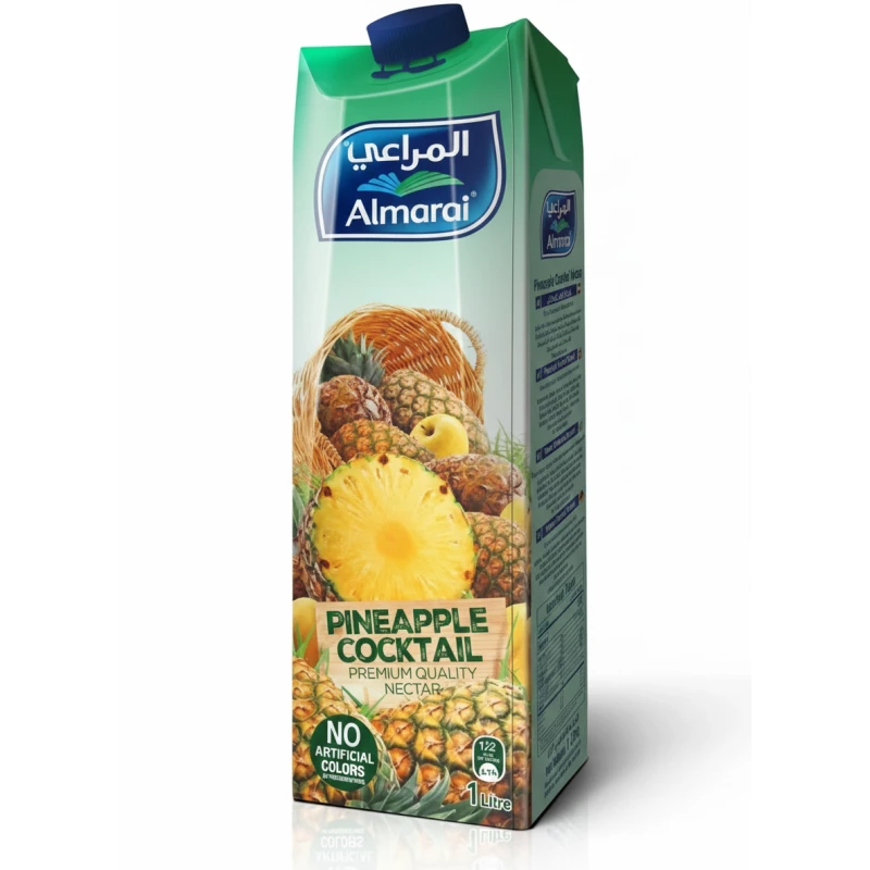 عصير كوكتيل الأناناس المنعش من المراعي، مزيج لذيذ من الفواكه الاستوائية في زجاجة 1 لتر، مثالي للترطيب والاستمتاع به في أي وقت وفي أي مكان - المراعي