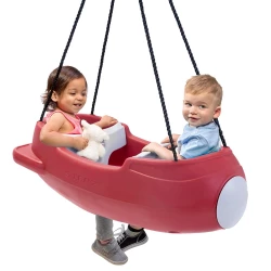 ستيب تو أرجوحة صاروخية من ستيب 2 لشخصين، أرجوحة خارجية للأطفال، حبل مقاوم للعوامل الجوية، تُعلق بمجموعة الألعاب، للأطفال من عمر 9 أشهر إلى 3 سنوات، باللون الأحمر