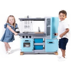 Step2 Cooking Time Kids Kitchen Playset, Indoor/Outdoor Kitchenette, Interactive Play with Lights and Sounds, Made of Durable Plastic, Includes 23 Piece Toy Accessories, for Toddlers 2+ Years Old