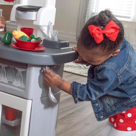 Step2 Love to Entertain Kids Kitchen Playset, Indoor/Outdoor Kitchenette, Interactive Play with Lights and Sounds, Made of Durable Plastic, Includes 36 Piece Toy Accessories, For Toddlers 2+ Years Old - Step2 - Image 4