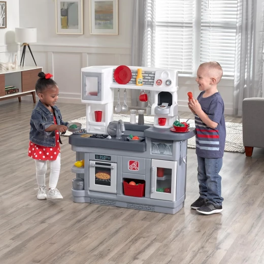 Step2 Love to Entertain Kids Kitchen Playset, Indoor/Outdoor Kitchenette, Interactive Play with Lights and Sounds, Made of Durable Plastic, Includes 36 Piece Toy Accessories, For Toddlers 2+ Years Old - Step2 - Image 8