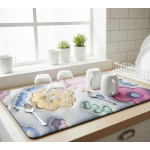 Cute 3D Character Dish Drying Mats | Absorbent Surface Protectors – 32 cm x 42 cm - Kitchen house