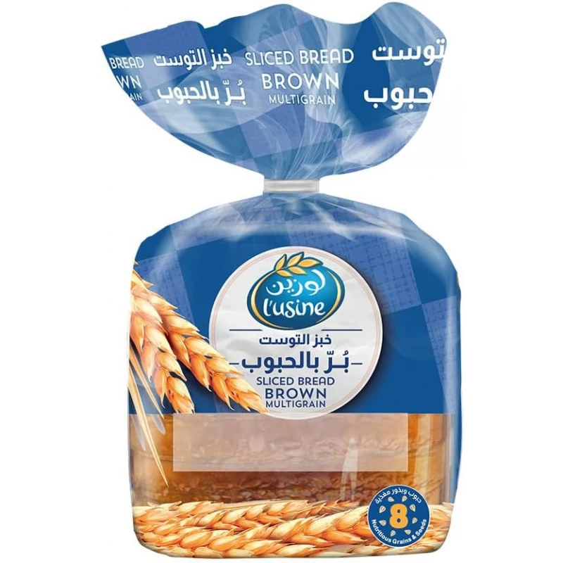 خبز لوزين شرائح بني بر بالحبوب 275 جرام، خيار فطور صحي، غني بالألياف، طعم لذيذ - لوزين