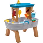 Step2 Rain Showers Splash Tub Water Play Table in gray offers a fun outdoor water play experience for toddlers Its interactive design stimulates exploration and imagination and is suitable for gardens and outdoor yards - Step2
