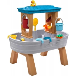 Step2 Rain Showers Splash Tub Water Play Table in gray offers a fun outdoor water play experience for toddlers Its interactive design stimulates exploration and imagination and is suitable for gardens and outdoor yards