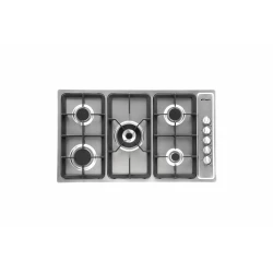 Conti gas hob, 5 burners with Defendi triple flame, heavy cast iron pot holders, one-hand self-ignition and safety valve, durable stainless steel design, Italian made 90cm