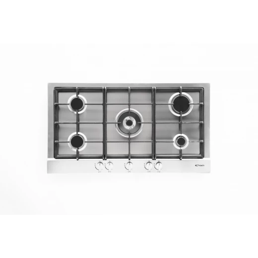 Conti gas hob, 5 burners with high-performance Defendi triple flame, heavy-duty cast iron pan supports, one-hand auto ignition and safety valve, durable stainless steel design, Italian made, 90 cm Conti gas hob, 5 burners with high-performance Defendi triple flame, heavy-duty cast iron pan supports, one-hand auto ignition and safety valve, durable stainless steel design, Italian made, 90 cm
