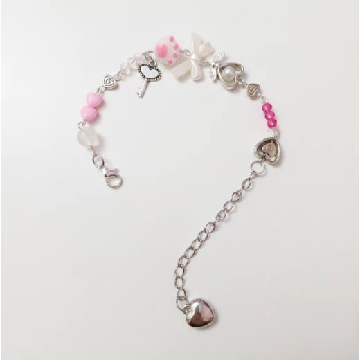 Angel Pink Cat-Themed Bracelet – Adjustable 20cm Pearl & Pink Beaded Bracelet with Cat’s Claw Charm, Elegant Handcrafted Jewelry for Women Angel Pink Cat-Themed Bracelet – Adjustable 20cm Pearl & Pink Beaded Bracelet with Cat’s Claw Charm, Elegant Handcrafted Jewelry for Women