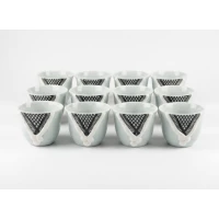 12-Piece Arabic Coffee Cups Set with Traditional Black Shemagh-Inspired Design in Premium Divided Gift Box – Ceramic Arabic Coffee Cups for Hospitality & Formal Occasions