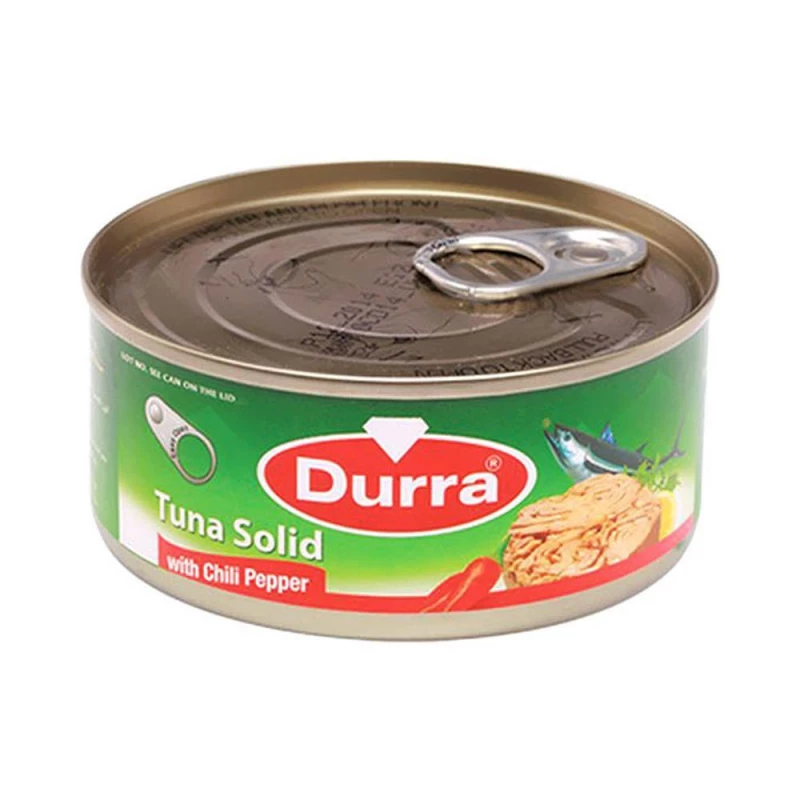 Durra Tuna Solid in Chilli Pepper Flavor 160g: A Delicious and Convenient Meal Solution, Perfect for Quick Lunches and Easy Dinners, Ready to Eat Anytime - Durra