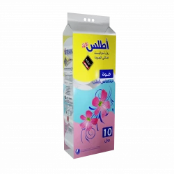ورق تواليت أطلس، عبوة من 10 لفات، طبقتان، ناعم وماص، شراء بالجملة للاستخدام المنزلي والمكتبي، لطيف على البشرة، قوي وموثوق، عملي وصغير الحجم