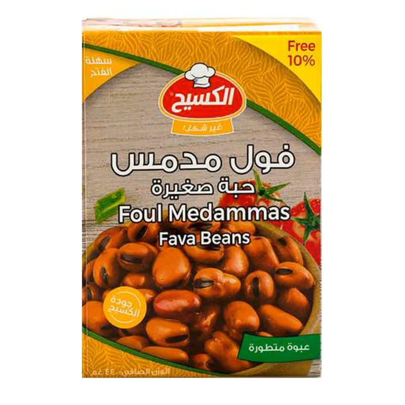 فول كسيح صغير معلب في عبوة تتراباك 390 جم جاهز للأكل، فول لذيذ ومغذي، مثالي للحمص والشوربات - الكسيح