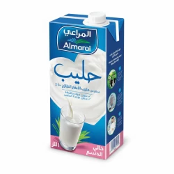 حليب المراعي طويل الأمد خالي الدسم 1 لتر – مشروب ألبان صحي ومنعش، مثالي للاستخدام اليومي، عبوة مريحة