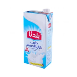 حليب بلدنا قليل الدسم 1 لتر، عبوة كرتون، حليب صحي، مشروب ألبان، تغذية يومية