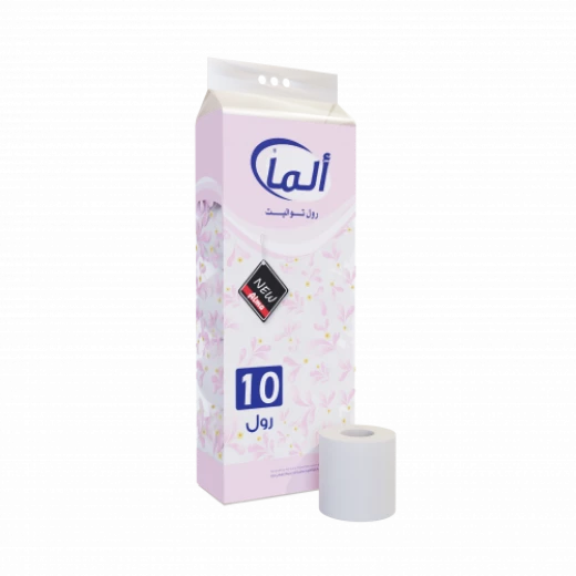 ورق تواليت ألما، 10 لفات، ناعم و ماص، لطيف على البشرة، أساسيات الحمام