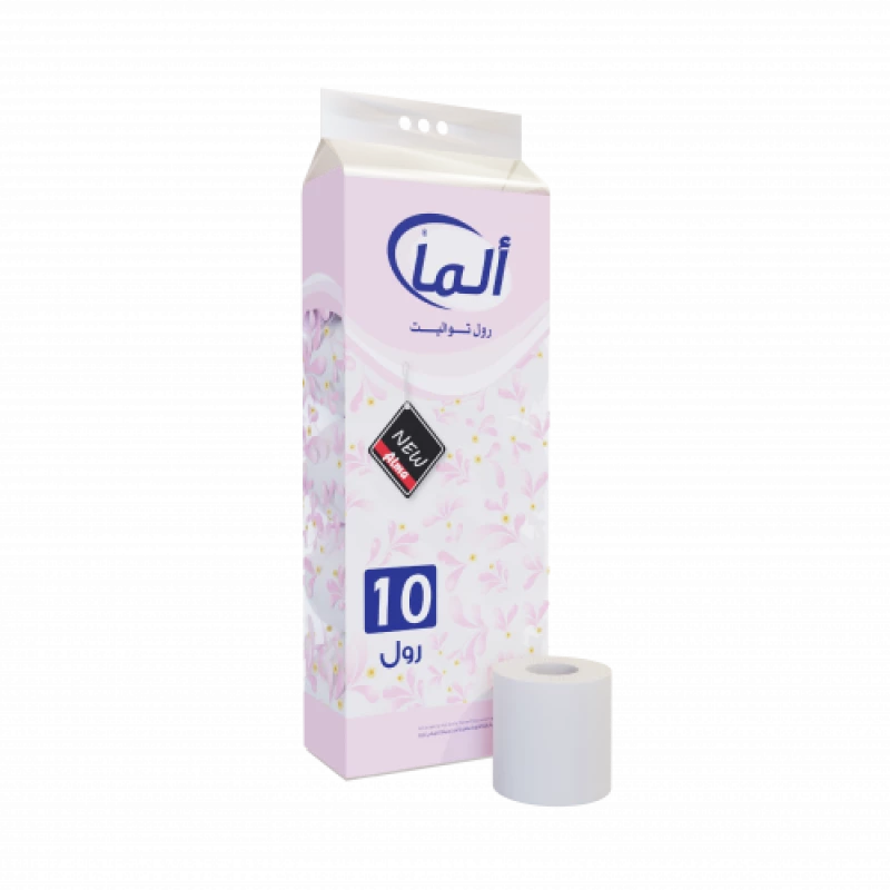 ورق تواليت ألما، 10 لفات، ناعم و ماص، لطيف على البشرة، أساسيات الحمام - ألما